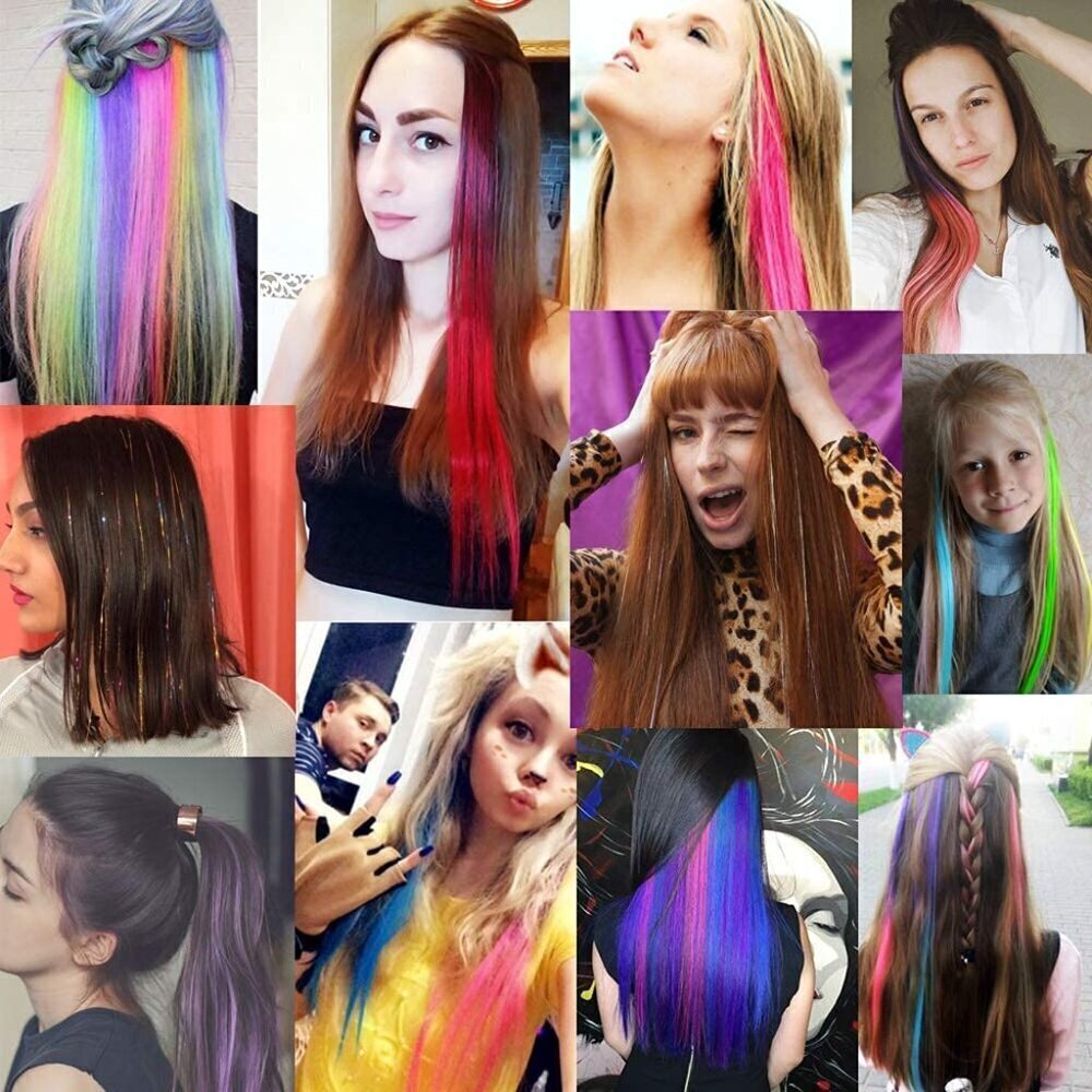32Packs Colored Hair Extensions 20Inch Straight Color Clip in on Hair Extension - Picture 9 of 9